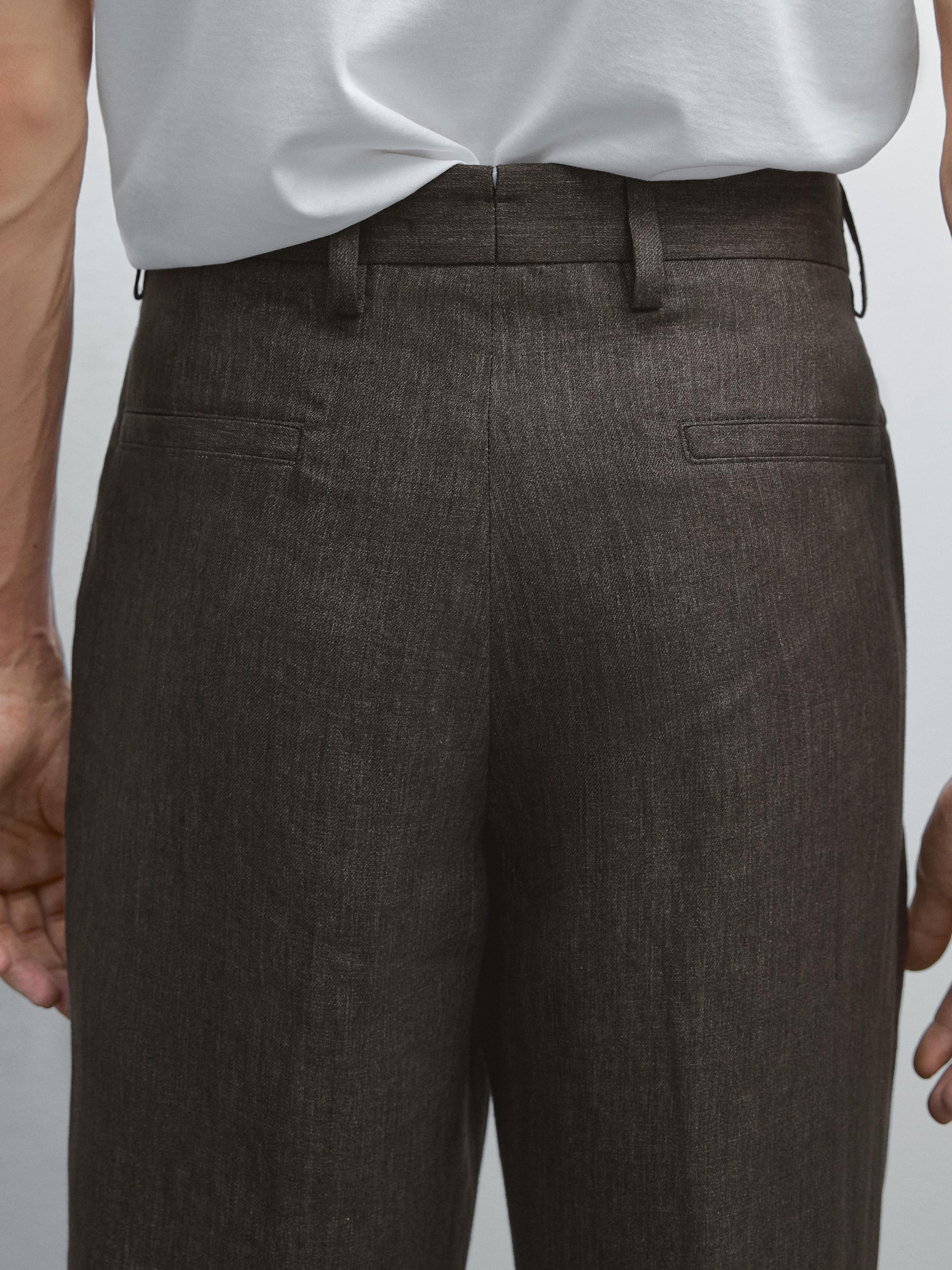 Pantalon total look lin délavé